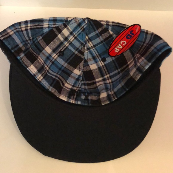 JD FITTED CAP black w/ NY BLUE/white plaid S & Med - Picture 4 of 8